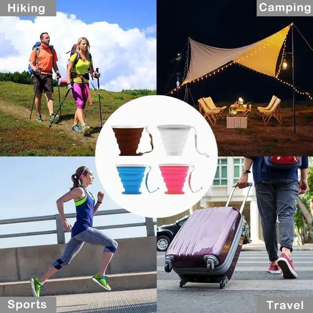 Alt view image 5 of 6 - Silicone Collapsible Cups for Camping Travel,Small Portable Backpacking Camping Cup for Outdoor,Reusable Folding Travel Cup,270ml,Graduated(Transparent)