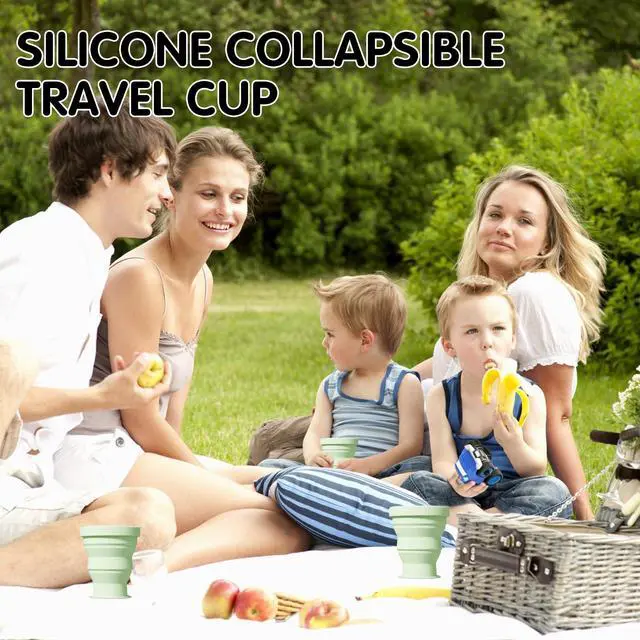Alt view image 2 of 7 - Silicone Collapsible Travel Cups with Lids, Foldable Reusable 8 oz Drinking Mugs for Camping, Hiking, Outdoor & Travel - Portable Expandable Dishwasher Safe Cup Set