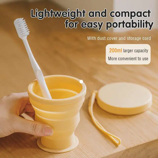 Alt view image 3 of 7 - Silicone Collapsible Travel Cups with Lids, Foldable Reusable 8 oz Drinking Mugs for Camping, Hiking, Outdoor & Travel - Portable Expandable Dishwasher Safe Cup Set