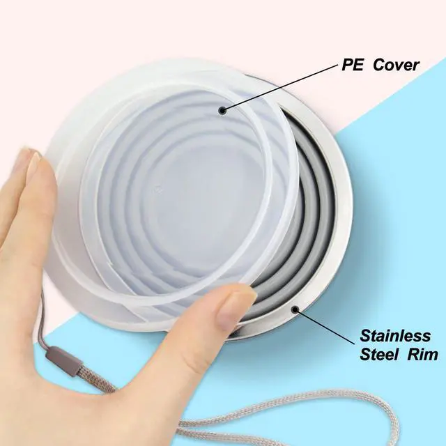 Alt view image 7 of 7 - Silicone Collapsible Cups for Camping Travel, Small Portable Drinking Cup with Lids Reusable for Outdoor Hiking 270ml (Blue/Gray, 2 Pack)