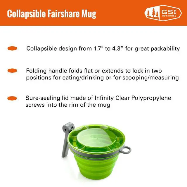 Alt view image 2 of 6 - Fairshare Mug, 22 Ounce Collapsible Mug for Camping, Trail, Travel or Office - Green