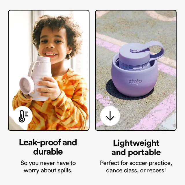 Alt view image 3 of 7 - Collapsible Bottle for Kids - Peony Pink, 14oz / 400ml - Leak-Proof Reusable Silicone Travel Cup for Hot & Cold Drinks - For Home, On-The-Go Camping & Hiking - Microwave & Dishwasher Safe