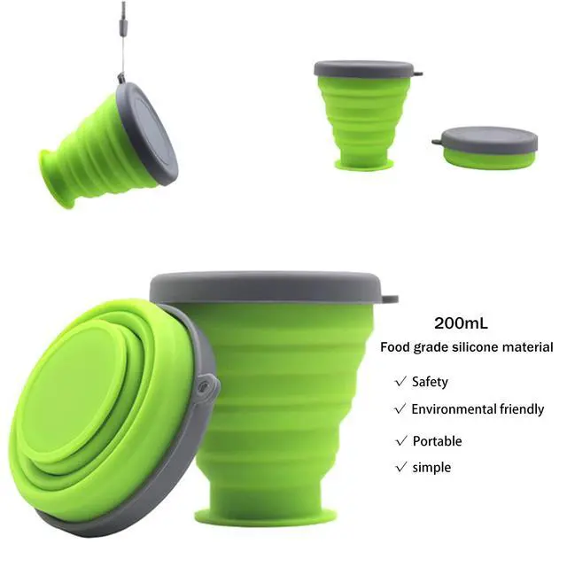 Alt view image 3 of 7 - Collapsible Silicone Cup - 6 Piece Collapsible Silicone cup with Lid, Expandable Drinking Glasses Set, Reusable cup, Suitable for Camping and Hiking