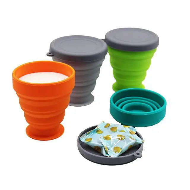 Alt view image 6 of 7 - Collapsible Silicone Cup - 6 Piece Collapsible Silicone cup with Lid, Expandable Drinking Glasses Set, Reusable cup, Suitable for Camping and Hiking