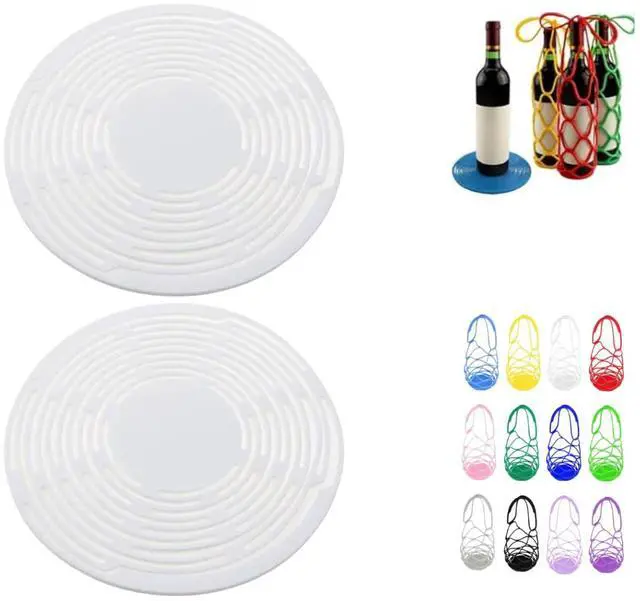 Main image of Multi-Use Silicone Storage Bag & Organizer,Multifunctional Mesh Coaster,Silicone Wine Carrier,Reusable, Foldable, Portable Coaster for Wine Bottles, Cans, Cups, Hot Dishes,and Beverages(2pcs White)
