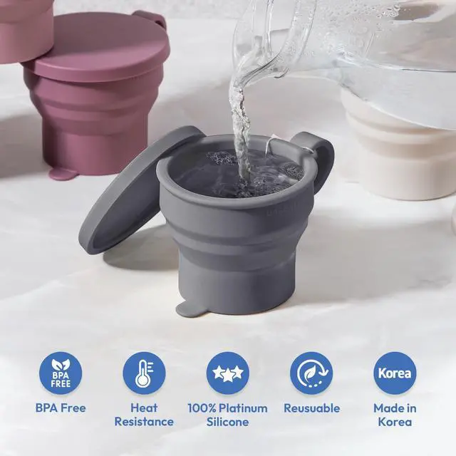 Alt view image 3 of 7 - Mini Silicone Collapsible Travel Cup - Modern Grey