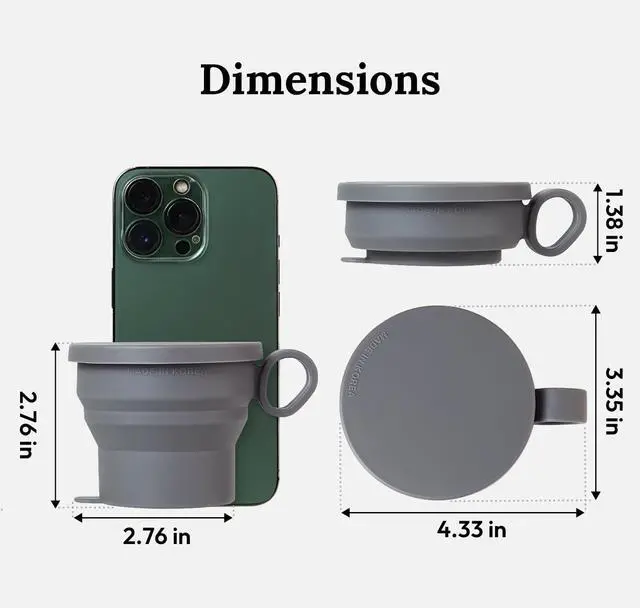 Alt view image 4 of 7 - Mini Silicone Collapsible Travel Cup - Modern Grey
