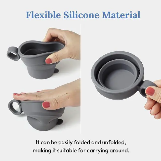 Alt view image 5 of 7 - Mini Silicone Collapsible Travel Cup - Modern Grey