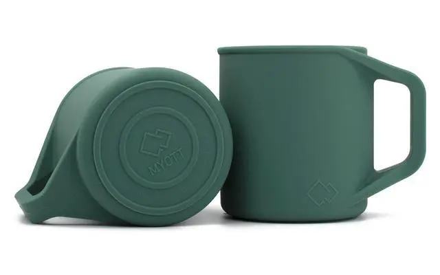 Alt view image 2 of 6 - Silicone Coffee Cup - Food Grade Silicone Camping Mug with Handle - Portable, Collapsible Coffee Mug - BPA Free, Dishwasher Safe and Microwave Safe 12- oz (Evergreen, 1 Pack)