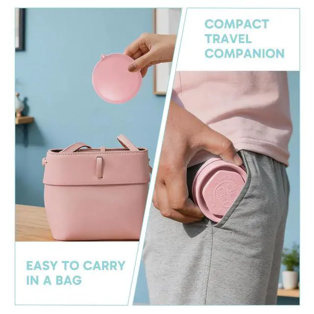 Alt view image 4 of 7 - Collapsible Cup, Folding Cup With Lid, 6Oz/ 180Ml Portable Pocket Cup For Mouthwash, Hiking, Camping, Travel, Outdoor Activities, 1 Pink + 1 Blue