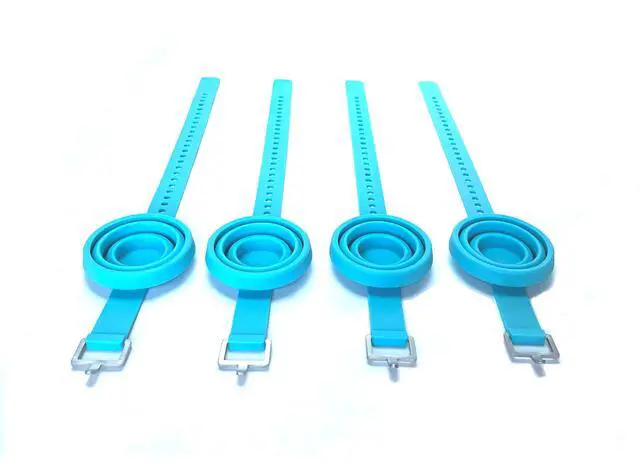 Alt view image 5 of 7 - Collapsible and Portable Shot Ski Kit - 4-pack w/ carrying pack. Silicone cups with an adjustable strap that turn any object into a "shot ski"