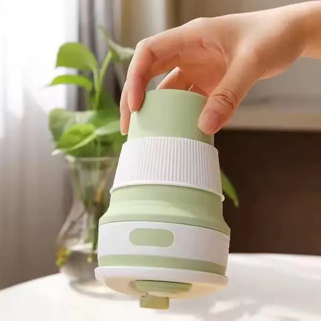 Alt view image 3 of 7 - Collapsible Coffee Cups 12oz Reusable Travel Mugs Light Blue & Green Leakproof Foldable Silicone Heat Resistant Easy to Clean Great for Camping Office and Gifts