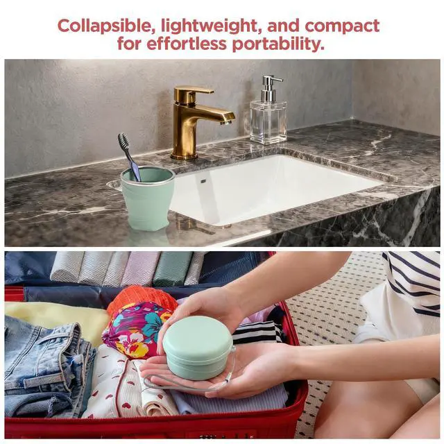 Alt view image 4 of 6 - Silicone Collapsible Travel Cup with Dustproof Lid, 8.8 Oz/260ml, BPA-Free, Portable, Reusable for Camping, Picnic, Travel, Office (Light Purple)