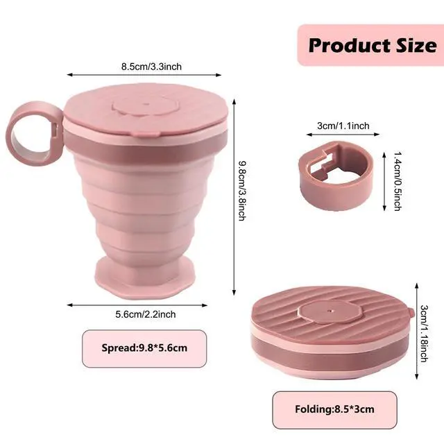 Alt view image 2 of 7 - foldable silicone cups, foldable travel cups with plastic lids, reusable portable cup set suitable for camping and hiking