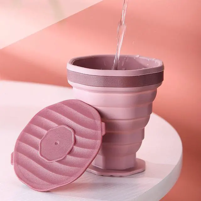 Alt view image 6 of 7 - foldable silicone cups, foldable travel cups with plastic lids, reusable portable cup set suitable for camping and hiking