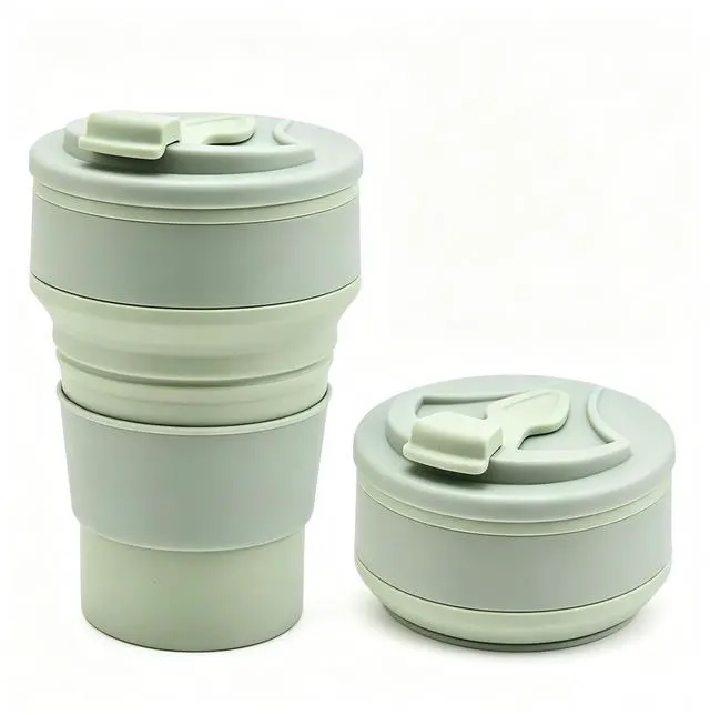 Main image of 350ml Collapsible Silicone Travel Cup, Leak Proof Foldable Camping Mug with Lid, Portable Pocket Size Coffee Cup for Outdoor Hiking Commuting