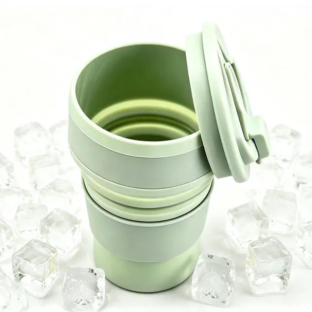 Alt view image 3 of 7 - 350ml Collapsible Silicone Travel Cup, Leak Proof Foldable Camping Mug with Lid, Portable Pocket Size Coffee Cup for Outdoor Hiking Commuting