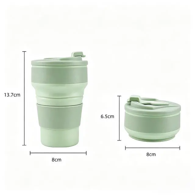 Alt view image 2 of 7 - 350ml Collapsible Silicone Travel Cup, Leak Proof Foldable Camping Mug with Lid, Portable Pocket Size Coffee Cup for Outdoor Hiking Commuting
