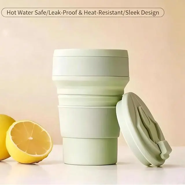 Alt view image 6 of 7 - 350ml Collapsible Silicone Travel Cup, Leak Proof Foldable Camping Mug with Lid, Portable Pocket Size Coffee Cup for Outdoor Hiking Commuting