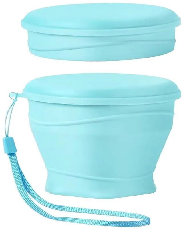 Main image of Collapsible Bowl for Camping, Silicone Collapsible Bowl with Lid (Blue, 17.0, ounces)