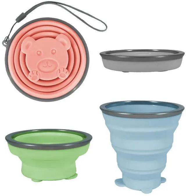 Main image of Collapsible Silicone Cup 320ml Portable Folding Travel Cup Leakproof Pink&Green&Blue&Light Grey 10.82oz