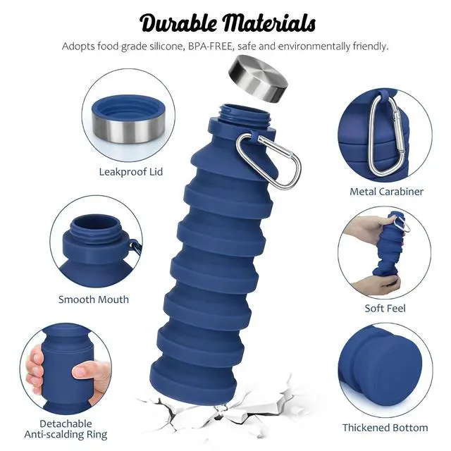 Alt view image 6 of 7 - Collapsible Water Bottle, Reuseable BPA Free Silicone Water Bottles