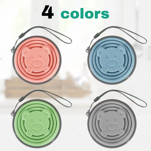Alt view image 6 of 6 - Collapsible Silicone Cup 320ml Portable Folding Travel Cup Leakproof Pink&Green&Blue&Light Grey 10.82oz