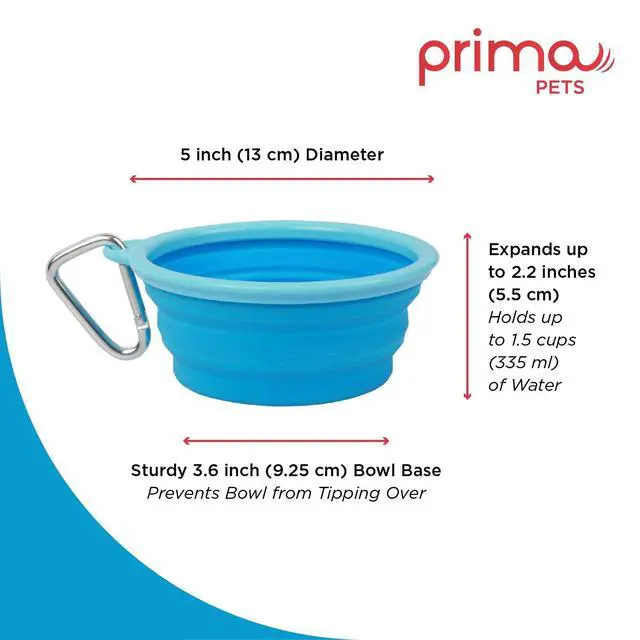 Alt view image 2 of 7 - Collapsible Silicone Food & Water Travel Bowl with Clip for Small & Medium Dog and Cat, Size: 1.5 Cups (5.1 Inch Diameter Bowl) (AQUA)