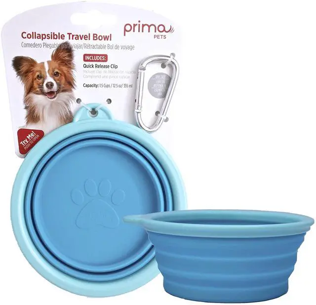 Main image of Collapsible Silicone Food & Water Travel Bowl with Clip for Small & Medium Dog and Cat, Size: 1.5 Cups (5.1 Inch Diameter Bowl) (AQUA)