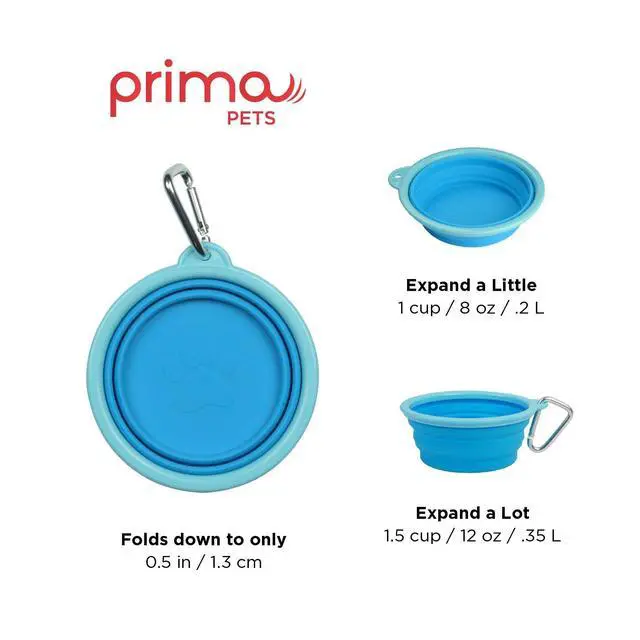 Alt view image 4 of 7 - Collapsible Silicone Food & Water Travel Bowl with Clip for Small & Medium Dog and Cat, Size: 1.5 Cups (5.1 Inch Diameter Bowl) (AQUA)