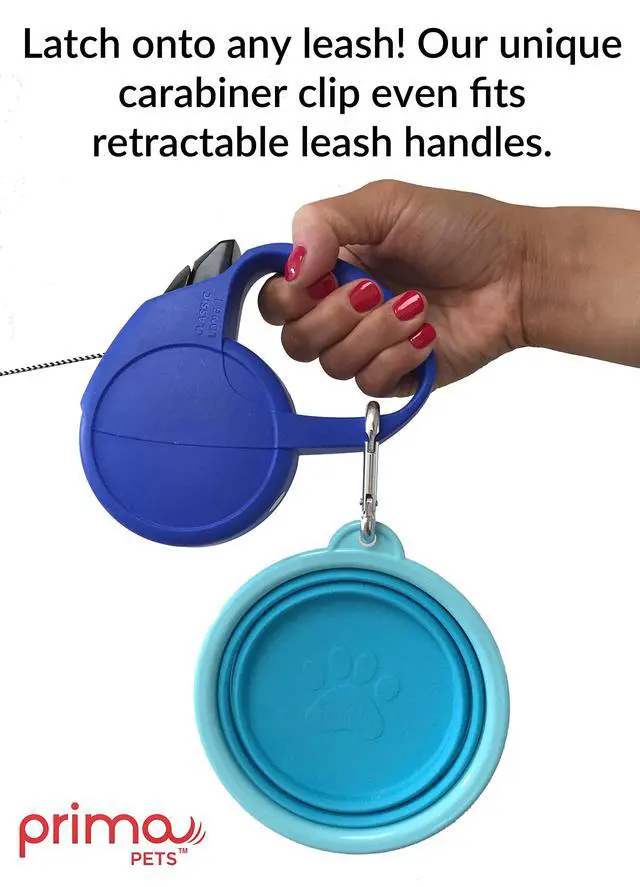 Alt view image 3 of 7 - Collapsible Silicone Food & Water Travel Bowl with Clip for Small & Medium Dog and Cat, Size: 1.5 Cups (5.1 Inch Diameter Bowl) (AQUA)