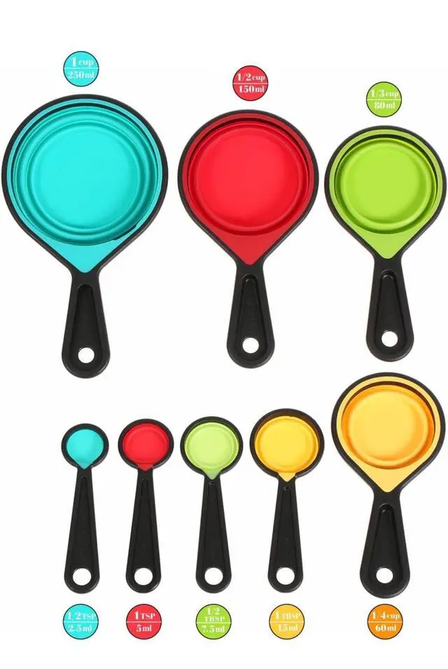 Alt view image 3 of 6 - Collapsible Silicone Measuring Cups and Spoons Set