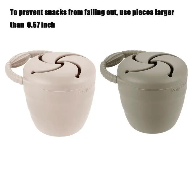 Alt view image 5 of 7 - Silicone Snack Containers, Collapsible Toddler Snack Cups Spill Proof Food Catcher for Toddler Baby, Pack of 2 (Light Tan/Walnut)