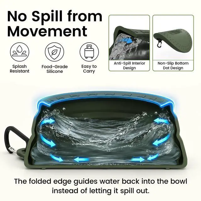 Alt view image 2 of 7 - Spill Proof Collapsible Dog Bowl, 24oz Portable Dog Water Bowl