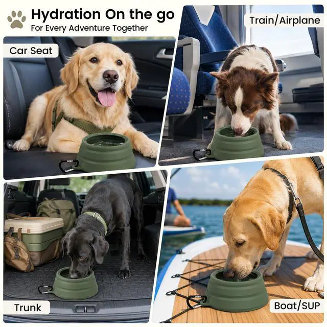 Alt view image 3 of 7 - Spill Proof Collapsible Dog Bowl, 24oz Portable Dog Water Bowl