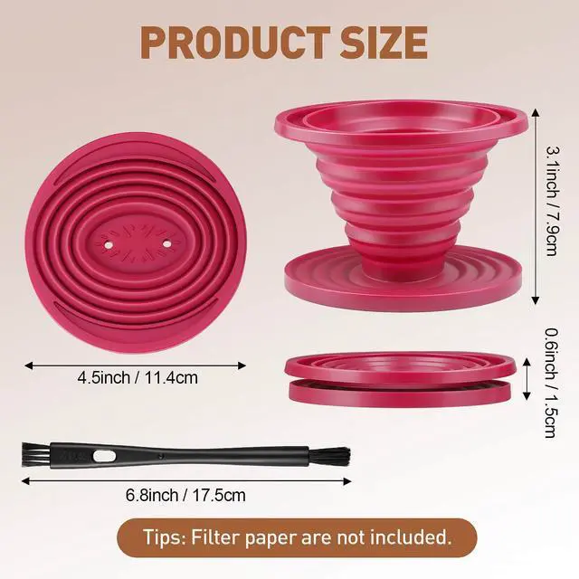 Alt view image 2 of 7 - Collapsible Pour Over Coffee Dripper, Silicone Filter Holder