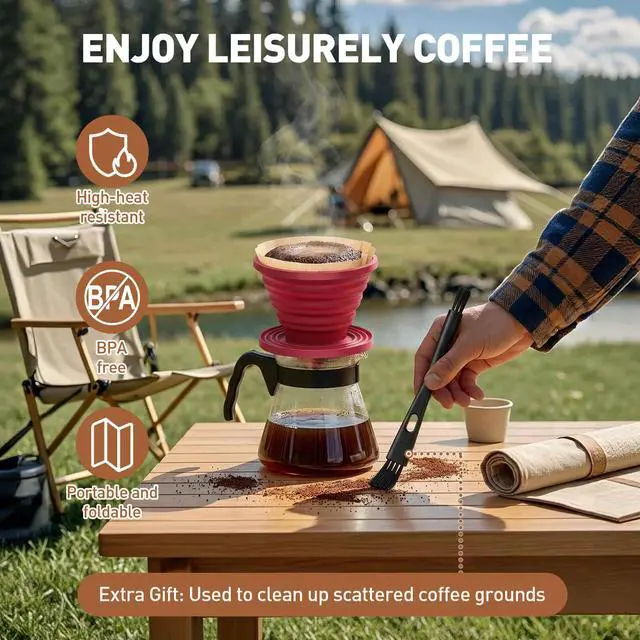 Alt view image 7 of 7 - Collapsible Pour Over Coffee Dripper, Silicone Filter Holder