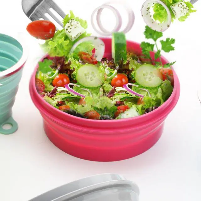 Alt view image 4 of 7 - Silicone Collapsible Bowls - Silicone Folding Travel Bowl with Lids - Expandable Food Storage Containers Set - Portable