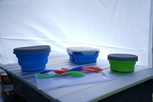 Alt view image 3 of 6 - Collapsible Silicone Bowl with Lid for Camping and Backpacking - Camping Dishware Gear Essentials in Small/Medium/Large (Made by Caddis Sports) (Medium (Green))