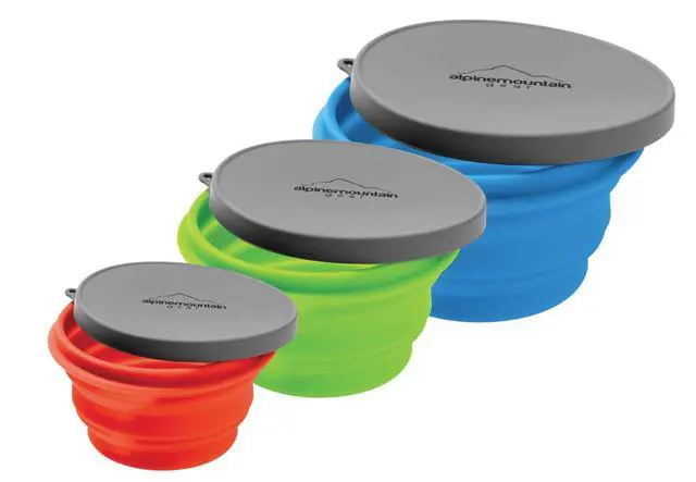 Alt view image 5 of 6 - Collapsible Silicone Bowl with Lid for Camping and Backpacking - Camping Dishware Gear Essentials in Small/Medium/Large (Made by Caddis Sports) (Medium (Green))