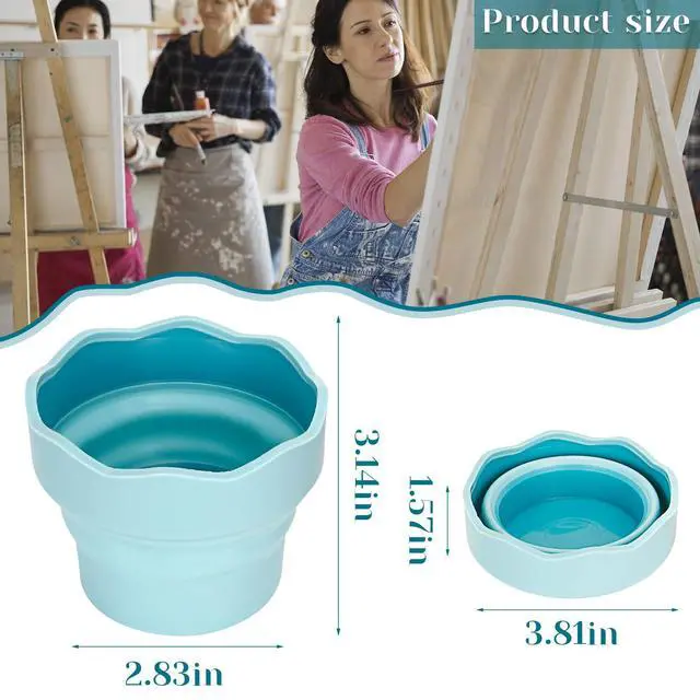 Alt view image 2 of 7 - 2 Pcs Collapsible Silicone Paint Brush Washers for Watercolor & Oil Paint