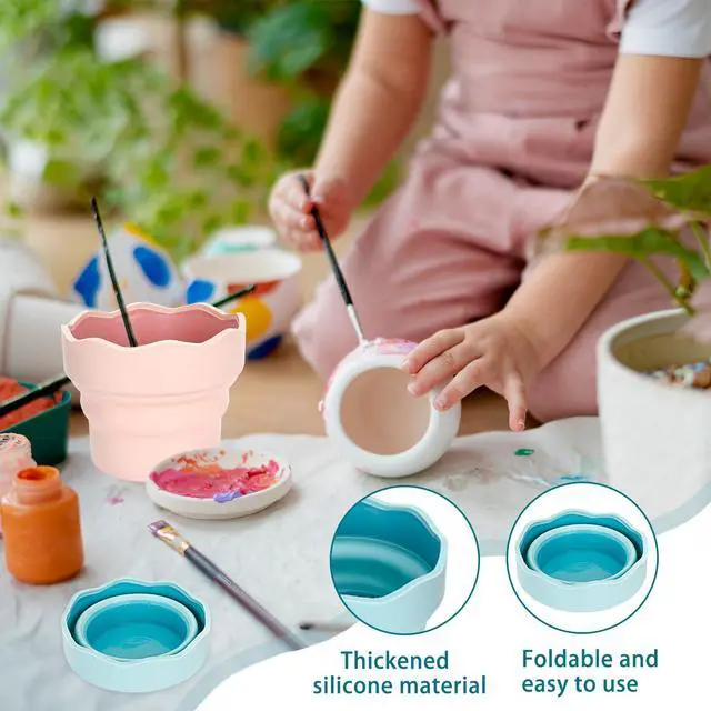 Alt view image 3 of 7 - 2 Pcs Collapsible Silicone Paint Brush Washers for Watercolor & Oil Paint