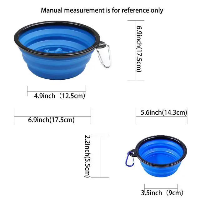 Alt view image 7 of 7 - Pet Blue Collapsible Bowl Double Set - Slow Feeder Anti-Choke Bowl + Outdoor Portable,Foldable Dog Drinking,Slow Speed,Food&Dog pet Folding,Convenient,Foldable Blue