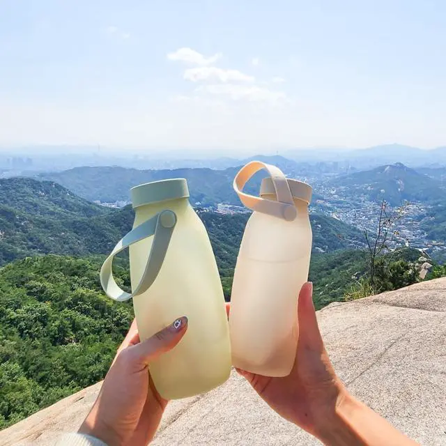 Alt view image 2 of 7 - Collapsible Water Bottle Lightweight, Foldable Silicone Bottle for Travel, Hiking, and Camping (16.9oz, Made in Korea, Sand Beige)