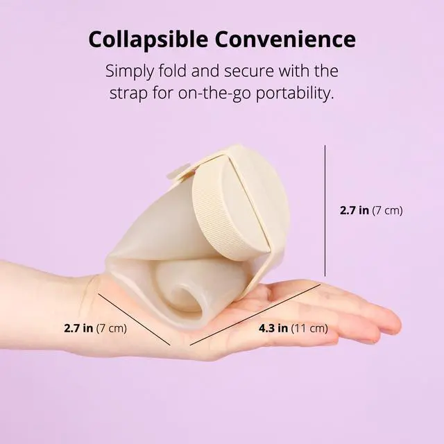 Alt view image 3 of 7 - Collapsible Water Bottle Lightweight, Foldable Silicone Bottle for Travel, Hiking, and Camping (16.9oz, Made in Korea, Sand Beige)