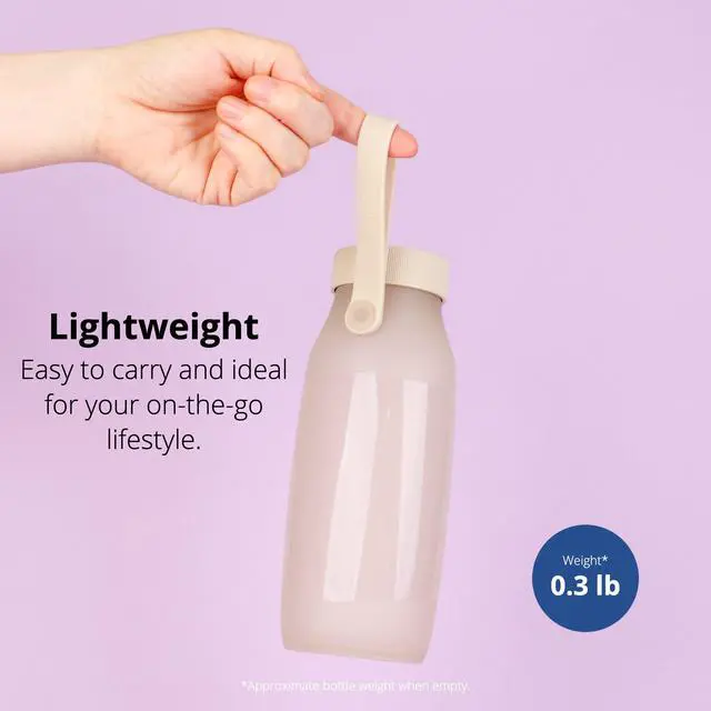 Alt view image 4 of 7 - Collapsible Water Bottle Lightweight, Foldable Silicone Bottle for Travel, Hiking, and Camping (16.9oz, Made in Korea, Sand Beige)