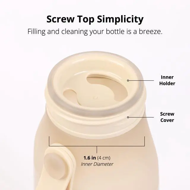 Alt view image 5 of 7 - Collapsible Water Bottle Lightweight, Foldable Silicone Bottle for Travel, Hiking, and Camping (16.9oz, Made in Korea, Sand Beige)