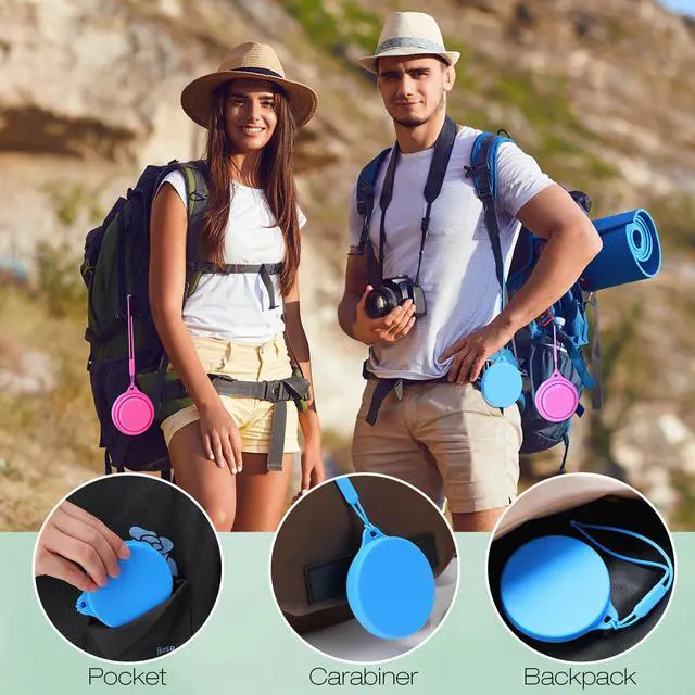 Alt view image 4 of 7 - Collapsible Travel Cups with Lids 7 oz Silicone Folding Camping Cup Reusable Drinking Cup Sets for Outdoor Hiking Camping and Travel(Rainbow Colors)