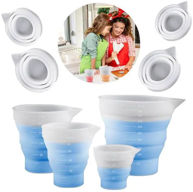 Main image of Silicone Resin Measure Cups Graduated Silicone Measuring Collapsible Silicone Measuring Cups,50ml/100/250ml/500ml Silicon Mixing Cups, for Epoxy Molds,Tumbler Making,Paint Making