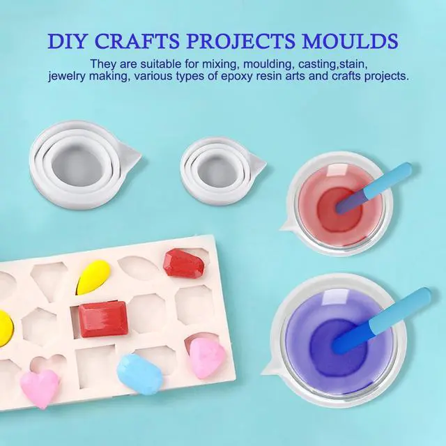 Alt view image 2 of 7 - Silicone Resin Measure Cups Graduated Silicone Measuring Collapsible Silicone Measuring Cups,50ml/100/250ml/500ml Silicon Mixing Cups, for Epoxy Molds,Tumbler Making,Paint Making